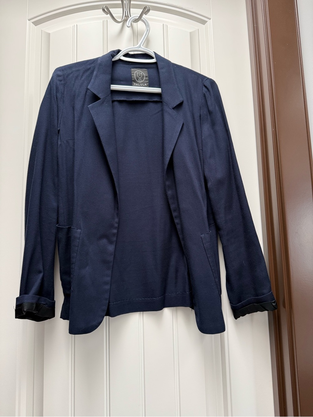 Talula Navy Lightweight Open-Front Blazer Jacket
